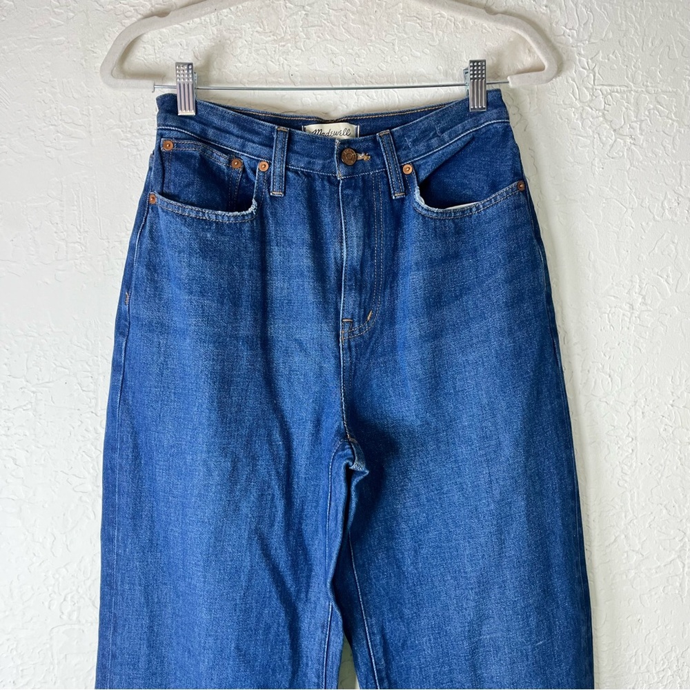 Madewell High Waisted Baggy Straight Jeans in Dark Worn Indigo Wash - Picture 4 of 15